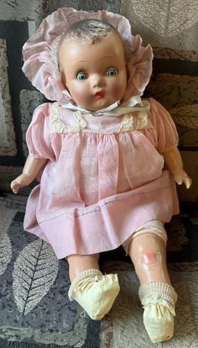 Vintage Horsman Baby Doll 18” Composition Doll 1930s 40s? Eyes Close Shoes