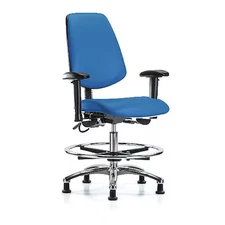 Esd Task Chair, Vinyl (Antibacterial), Blue, 21-1/2 In To 29 In Seat Height,