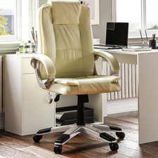 SALE Executive Office Chair Computer Desk Gaming Home Work Leather Seat Cream
