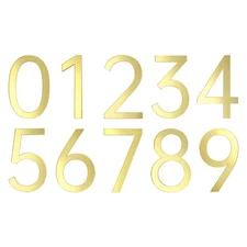 10Pcs 2" House Numbers 0-9, Acrylic Adhesive Mailbox Stickers, Glossy Gold