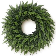 24" Real Touch Cedar Wreath for Front Door, Artificial Christmas 24 IN, Green