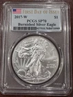 2017-W $1 American Silver Eagle Burnished SP70 PCGS First Day Of Issue!