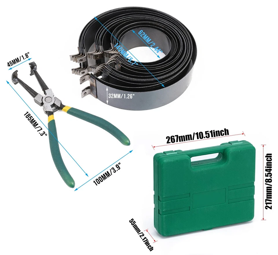 Engine Piston Ring Compressor Tool Set For Car Truck Auto With Pliers & 14 Bands - Image 2 of 4