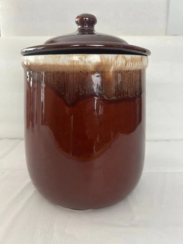 Vintage McCoy Pottery Brown Drip Glaze Canister with Lid #133