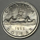 Canada 1955 Silver Dollar. Cleaned