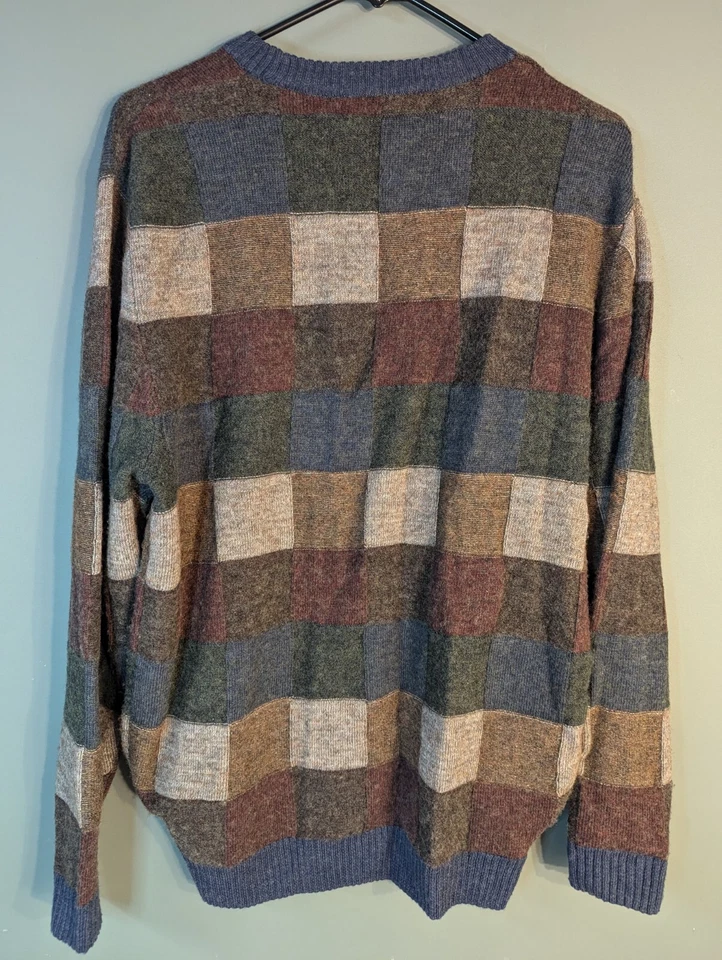 Suéter Roundtree & York Adulto Mediano Multicolor Parche de Lana Trabajo Pullover Para Hombres Foto 3 de 4