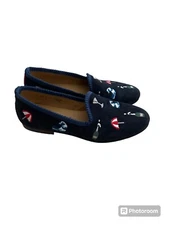 Del Toro Hamptons Embroidered Suede Loafer/Flats Ladies Size 6