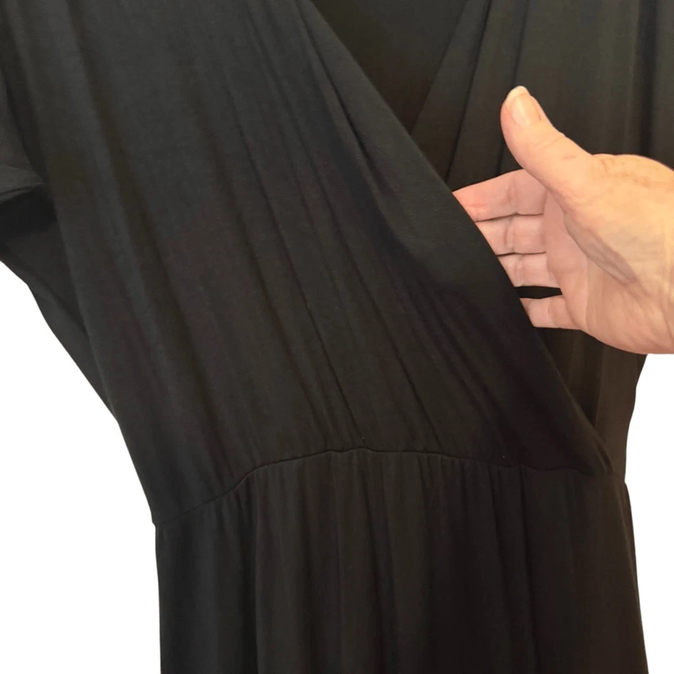 Michael Stars Black Knit Faux Wrap Dolman Sleeve Dress Size M Casual, Goth - Image 3 of 4