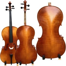 Professional 4/4 Cello Solid Flamed Maple Back Spruce Top Powerful Sound