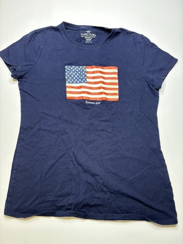 Youth Faded Glory American Flag T-shirt Size 8-10 Navy Blue