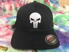 Punisher Logo Embroidered Flexfit Ball Cap Hat Black, Olive Green or Navy