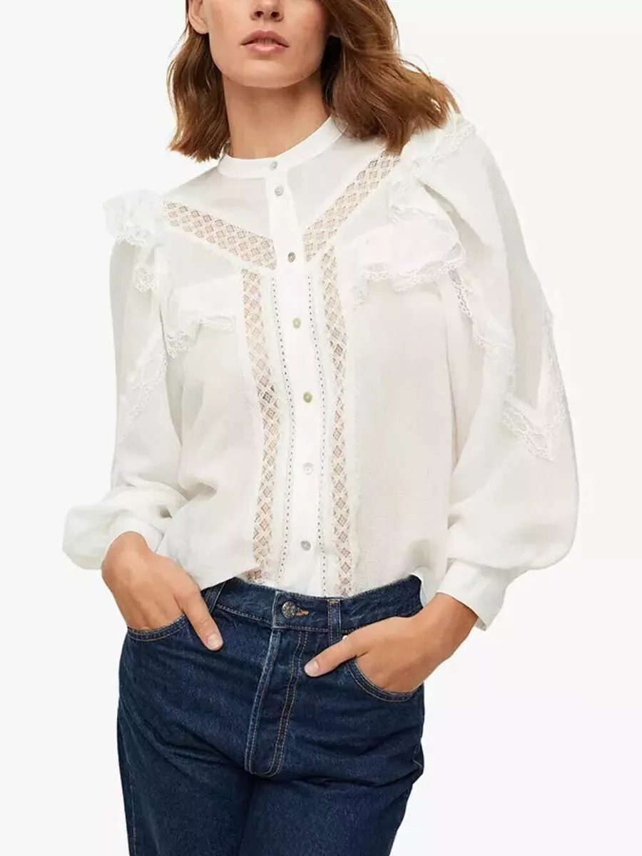 Louis Vuitton Frill Blouse Optical White. Size 38