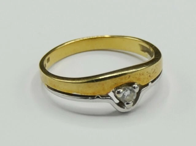 Bi Color Ring Weißgold GG Brillant Diamant  0.10 Carat If 585 Gold - Bild 2 von 4