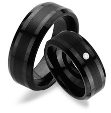 2 RINGE mit Stein WOLFRAM TUNGSTEN  & GRAVUR ...