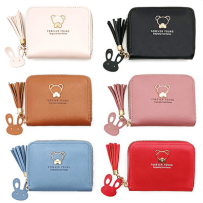 Women Girls Leather Wallet Mini Wallets Coin Card Holder Purses Zipper Around