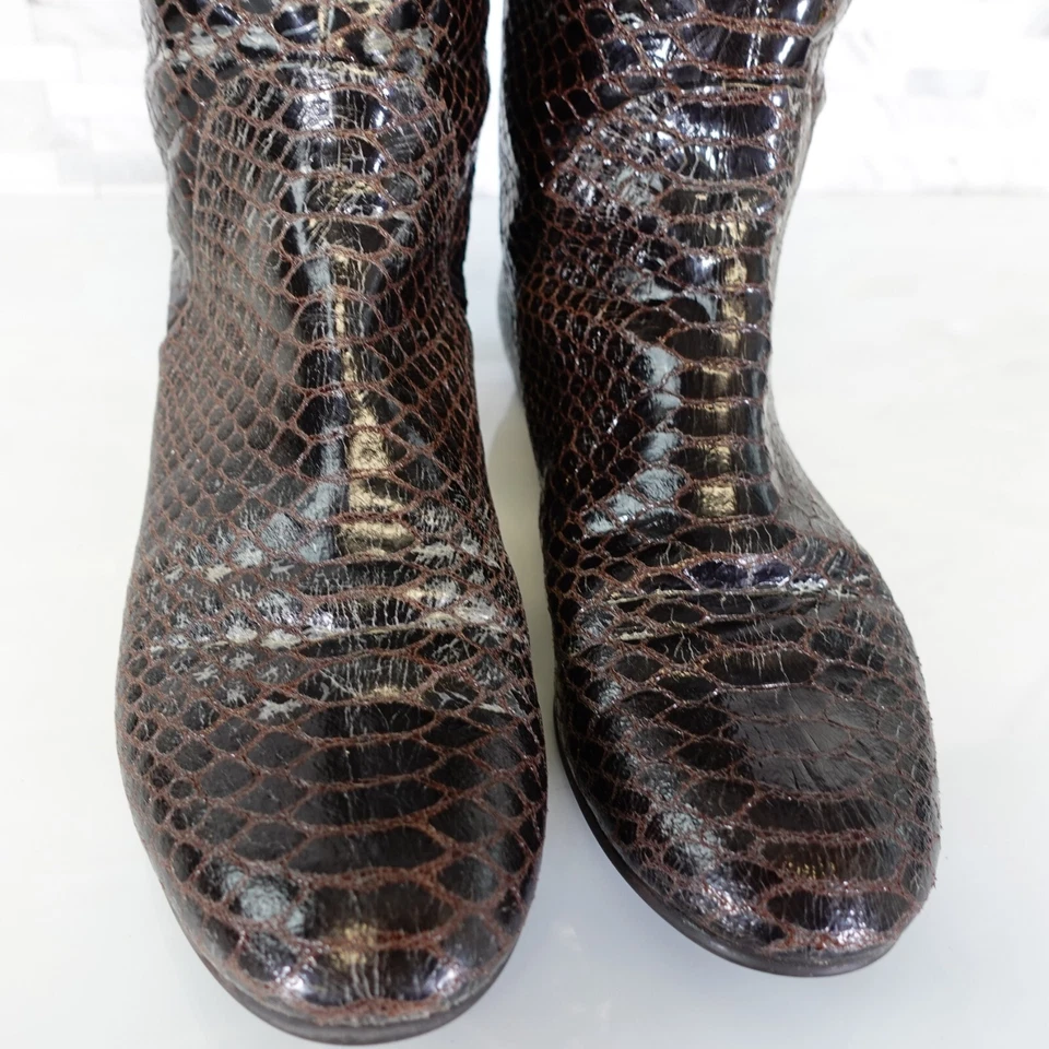 Botas Giuseppe Zanotti Cuero 39 8 Planas Western Hasta la Rodilla Altas Piel de Serpiente Foto 4 de 4