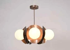 5 Light Globe Art Deco Brass Sputnik chandelier light Fixture mid Century