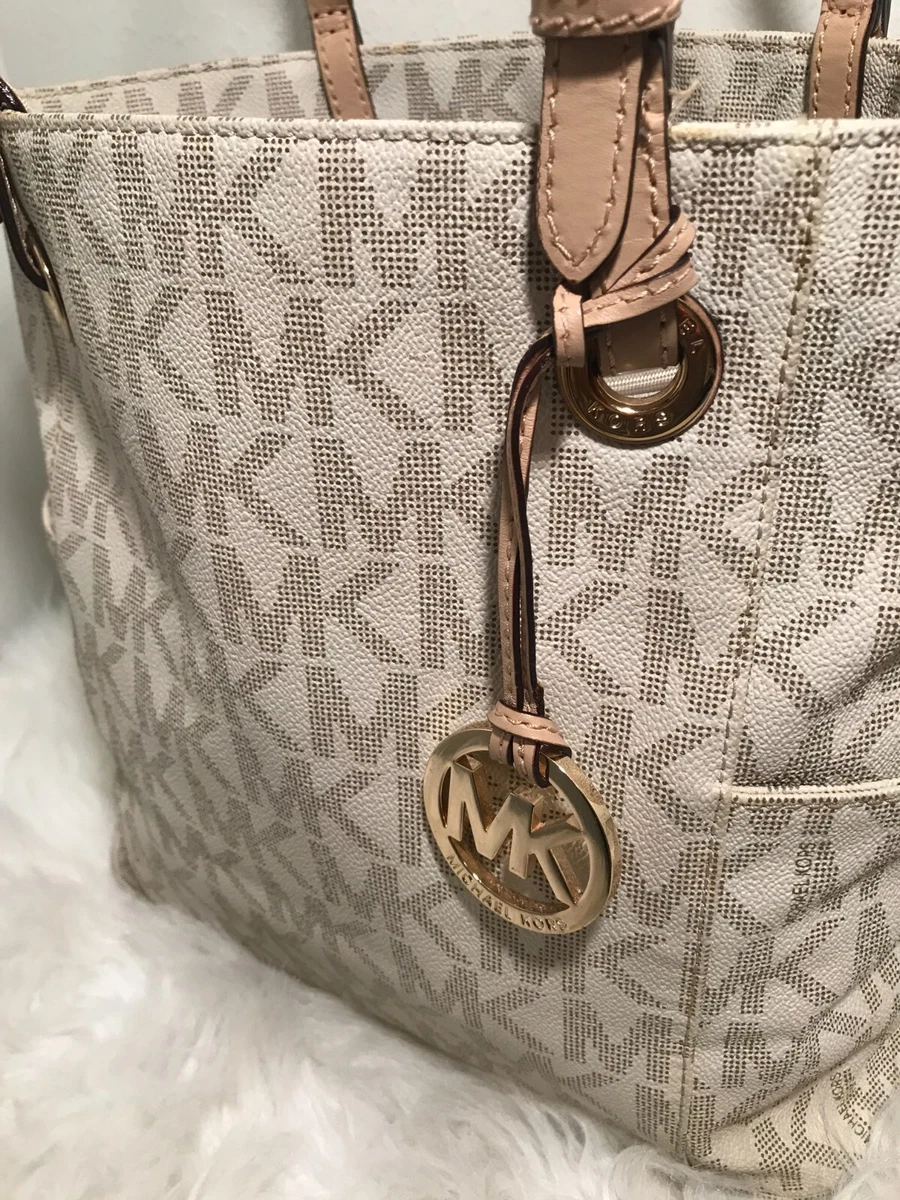 Michael Kors Large Vanilla Signature Tote Shoulder Bag with 3  
