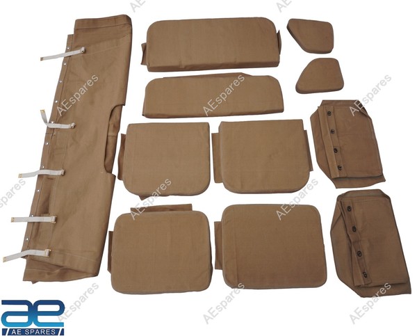 FüR Willys Jeeps Ford MB Gpw Leinen Top & Kissen Set G-503 + Free Back Tasche @-image