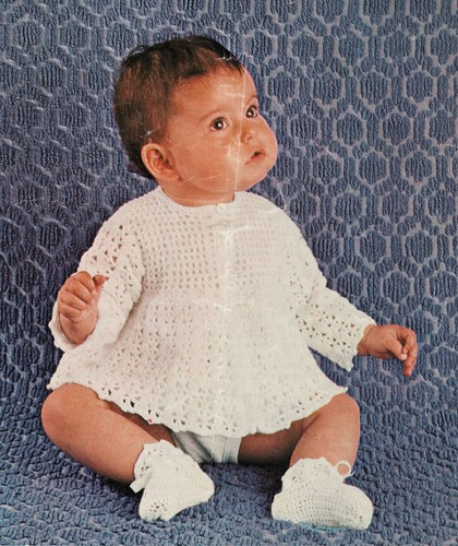 Häkelanleitung Kopie 1450.   Baby Mütze Stiefel Strickjacke.  16-20" Brustumfang.   4ply