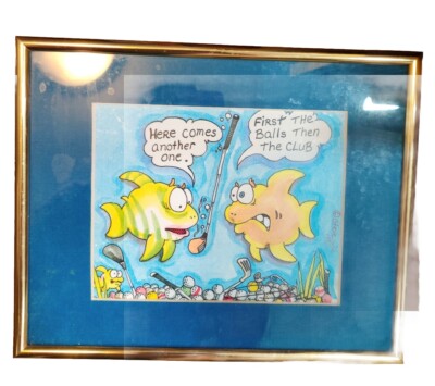 Steve Gill Art Print Framed And Matted Funny ''Here Comes Another One'' Golf 10x8''