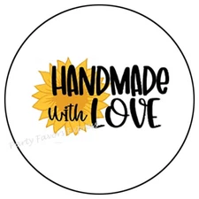 HANDMADE  WITH LOVE SUNFLOWER ENVELOPE SEALS LABELS STICKERS