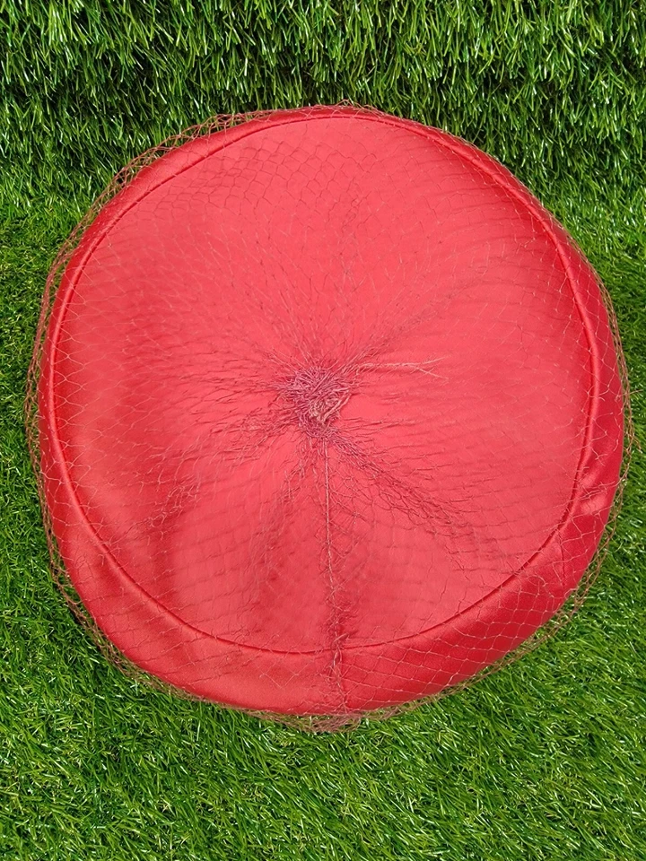 De colección Sears Millinery Roebuck & Co Rosa Caliente Con Red Sombrero Hecho en Unión Pequeño Foto 4 de 4