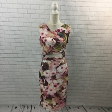 Sleeveless Surplice Neckline Tropical Floral Cutout Bodycon Dress Size L