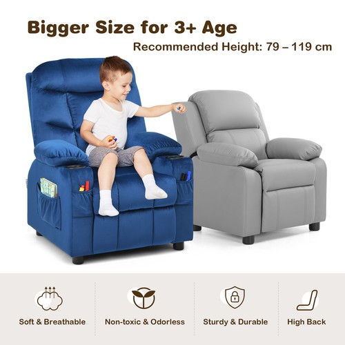 HONEY JOY Kids Recliner Chair Adjustable Velvet Lounge Couch Children Armchair - Picture 5 of 31