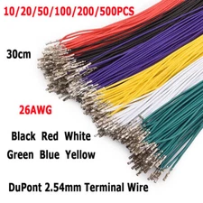 DuPont 2.54mm Terminal Wire Single/Double Head Crimp Connector Cables 30cm 26AWG