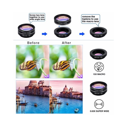 Mobiltelefonkamera Objektiv 198 ° Fischauge-Objektiv Smartphone-Kameraobjektiv - Bild 7 von 11