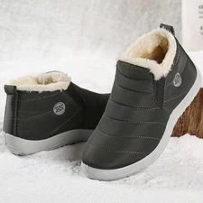 Men’s Winter Ankle Boots Warm Fur Snow Shoes Casual Outdoor Booties for Couples