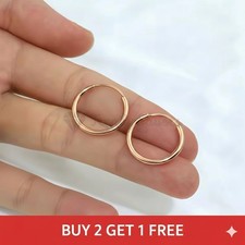 Unisex 925 Sterling Silver Seamless Ear Hoops Hinged Sleeper Earrings