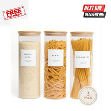 Livabl Set of 3 Large Glass Storage Jars with Lids Airtight 2.2L – Kitchen Co...