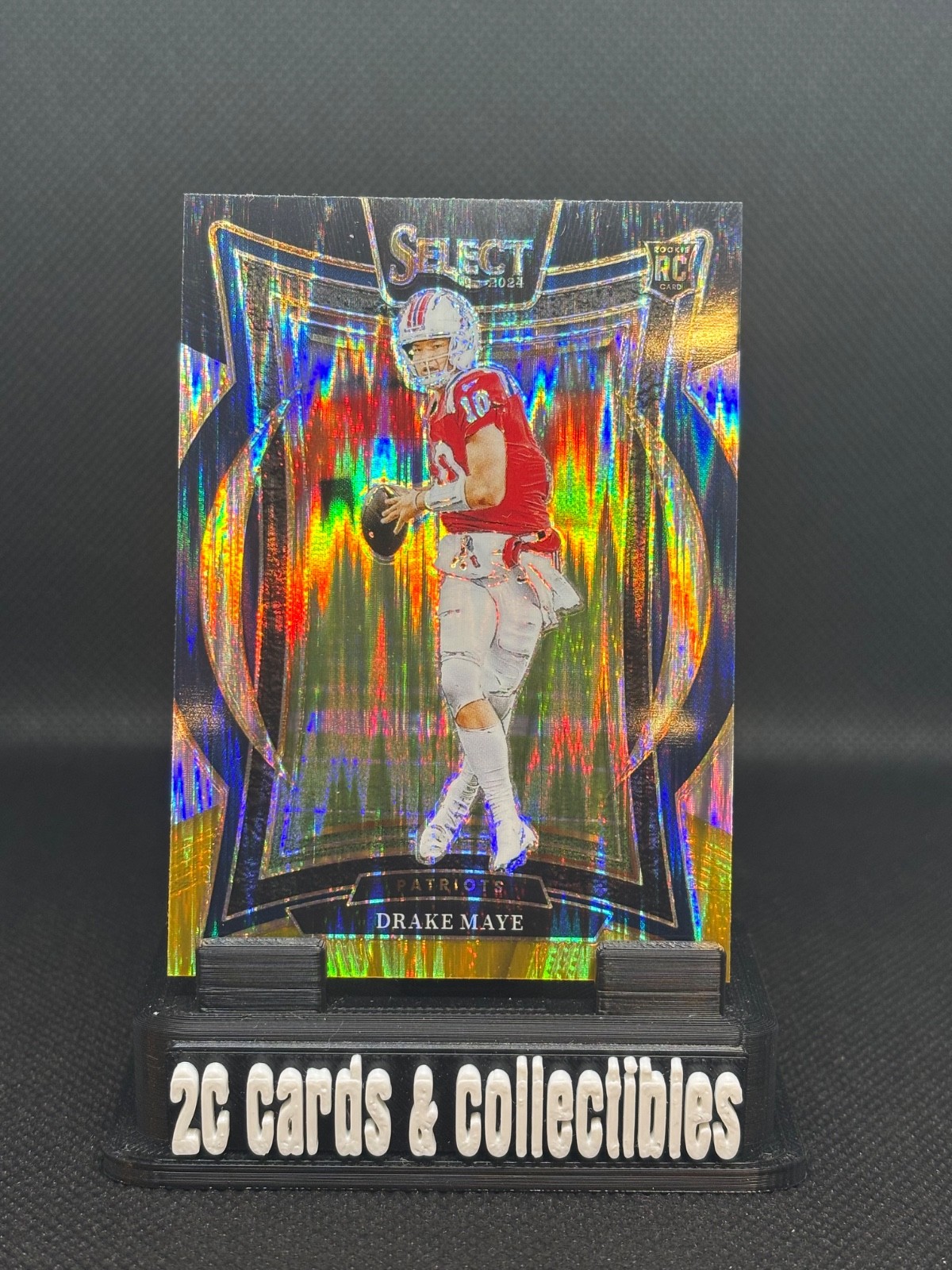 Drake Maye 2024 Panini Select #27 Black and Gold Prizm Shock Concourse Rookie RC