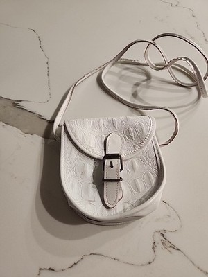 Vintage Esprit White Leather Mini Crossbody Bag
