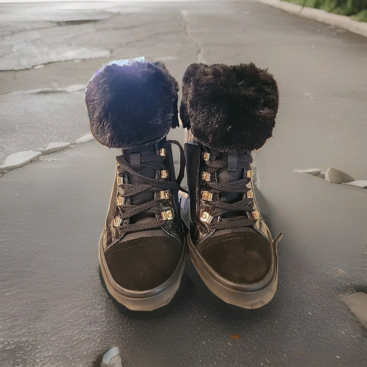 ALDO black suede and fur  boots Aldo Suede Winter Boots Size 7.5 Black | Mercari main image 3