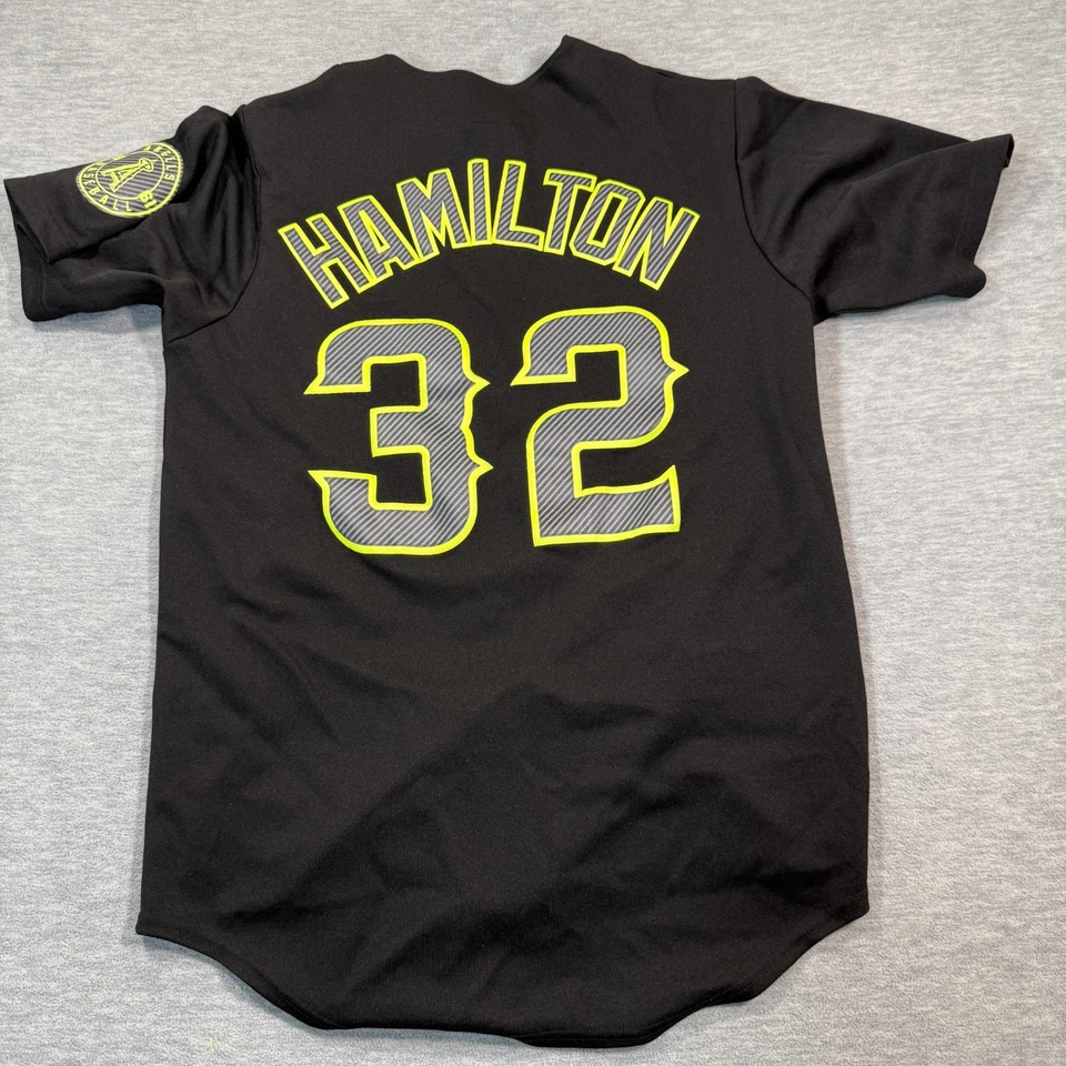 Camiseta Majestic Angels Para Hombre Mediana Negra Hamilton 32 Edición Limitada MLB Camisa Foto 2 de 4