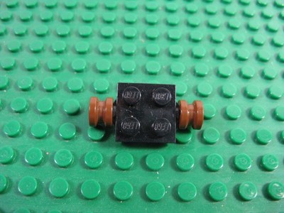 LEGO Old Brown Wheels 8x6mm w/Black Plate Holder Cannon 6270 6285 6274#4624 4600