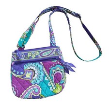 Vera Bradley Triple Zip Hipster Crossbody Bag Purple Paisley Quilted Purse