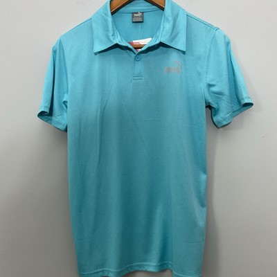 NWT Puma Polo Shirt Boys Size Large Short Sleeve Blue Aqua Quick Dry