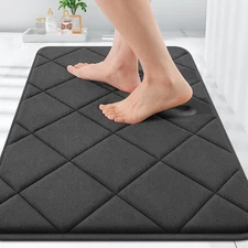 OLANLY Memory Foam Bath Mat 30x20, Ultra Soft and Absorbent 30 x 20, Black 