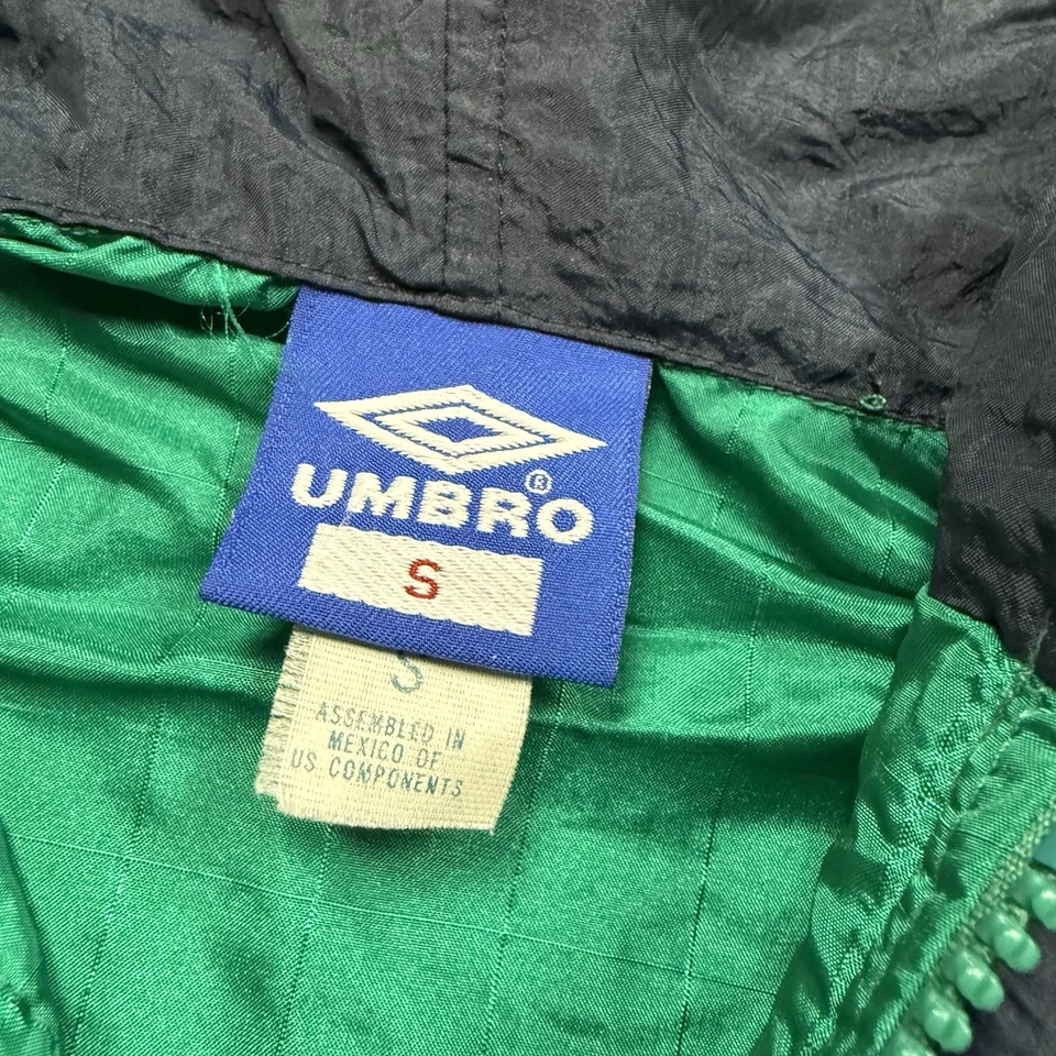 Umbro Vintage 90s Windbreaker Jacket Hooded Anorak Small Pullover Turquoise - Image 3 of 4