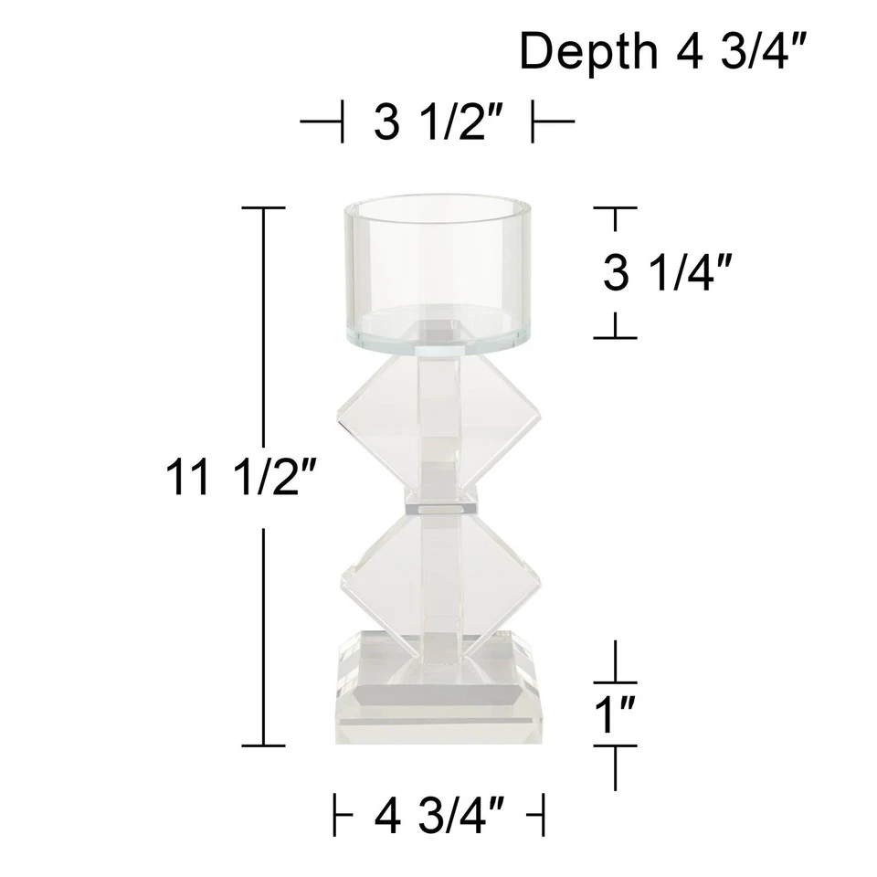 Diamond 11 1/2" High 2-Stack Shiny Clear Glass Pillar Candle Holder - Image 4 of 4