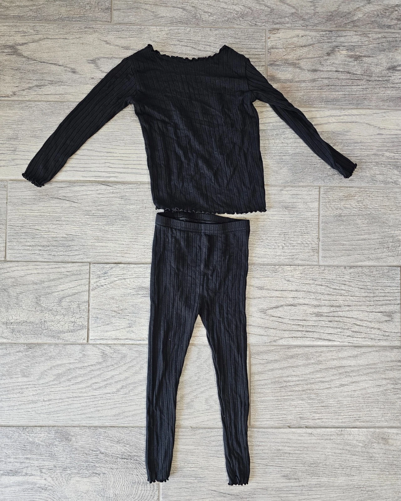 Girls Toddler Vaenalt Baby 2pc Outfit Shirt Top & Pants Size 3T Black Stretchy