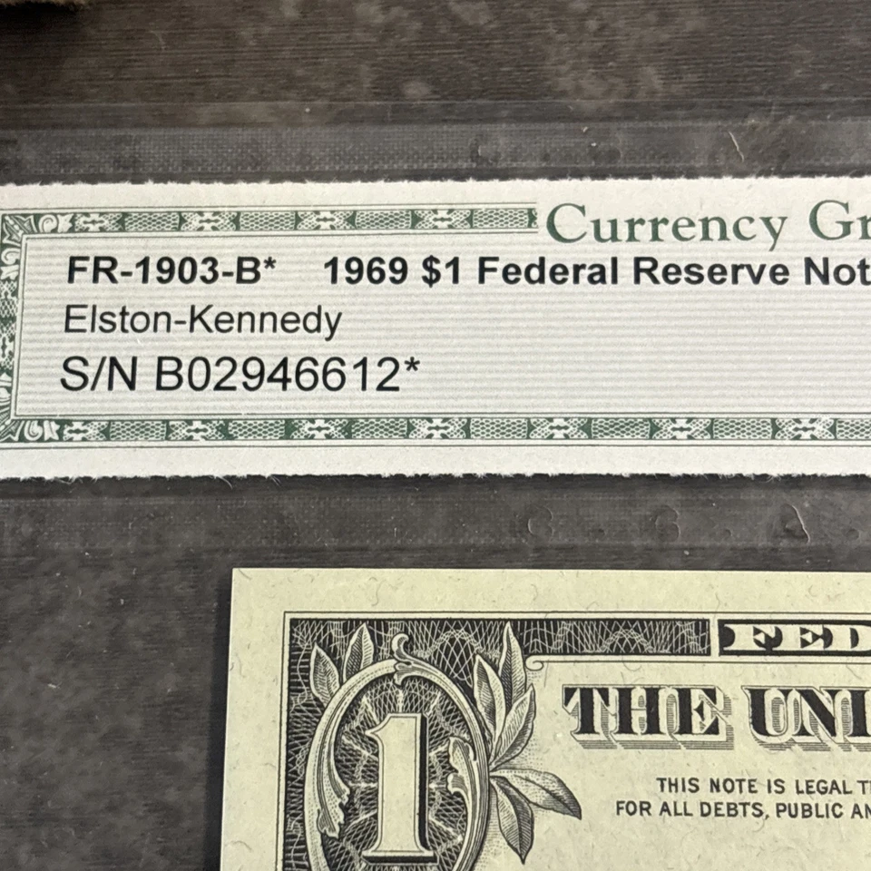 1969 $1 One Dollar STAR CGA 67 TROPHY Fr 1903-B* Elston/Kennedy SN B02946612* - Image 2 of 4