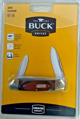 Buck 389 Canoe Manual Folding Knife Spear & Pen Blades Woodgrain 0389BRS-C