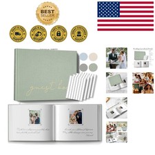 Personalized Retro Wedding Guest Book - 100 Blank Pages, Table Sign Stickers
