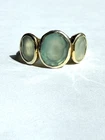 GOLD PLATED STERLING SILVER AQUA CHALCEDONY RING. SIZE M
