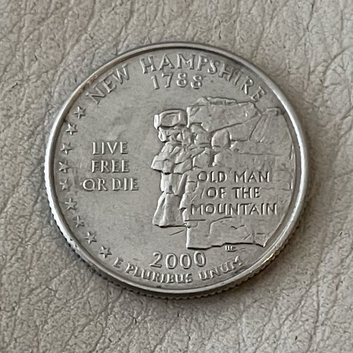 2000 Quarter, The Old Man of The Mountain Philadelphia USA LIVE FREE OR DIE - Picture 2 of 4
